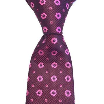 Mens SILK TIE | Red Pink Floral Pattern | New On Sale