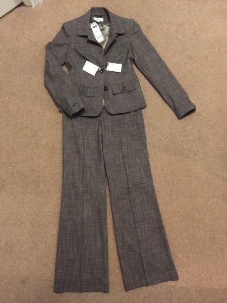 NEXT Brown Textured Full Suit | Size UK8 EUR 36 Long Jacket Trousers BNWT
