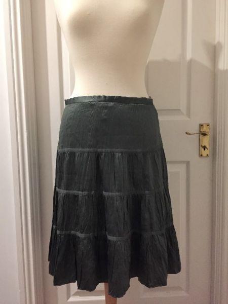 WAREHOUSE Green Gypsy Silk Skirt Size UK10
