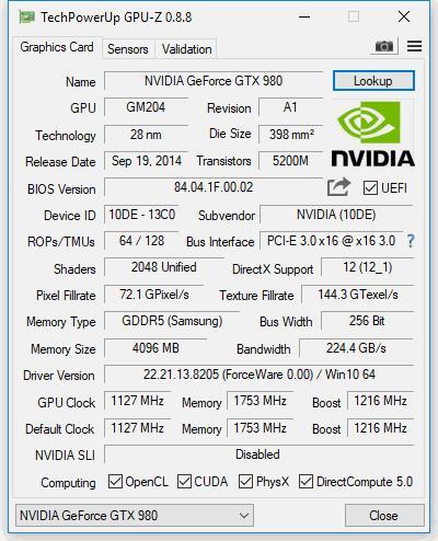 nvidia GTX 980 Graphics card