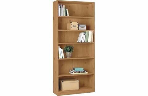5 Shelf Wide Extra Deep Bookcase - Oak Effect