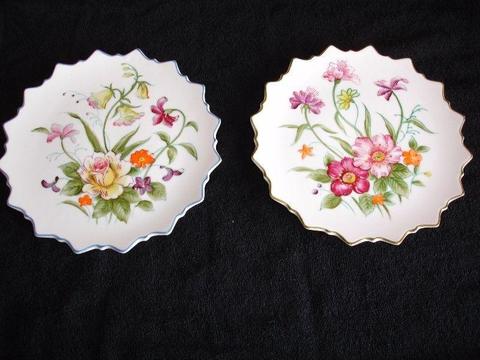 Four Vintage Norleans Floral Japan Porcelain Plates,Jagged Rim circ 1950's