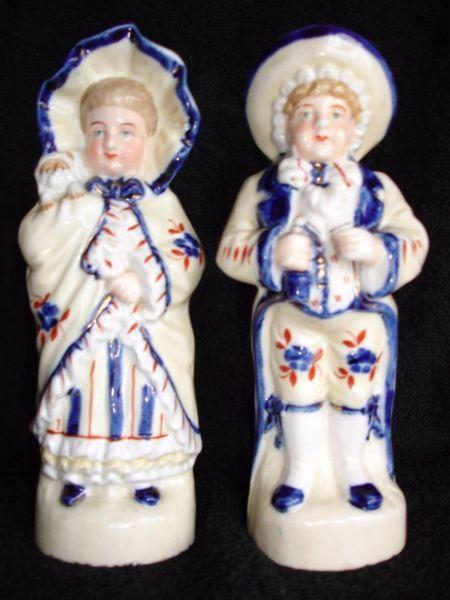 Pair of German Victorian Bisque Figurines circ 1800's