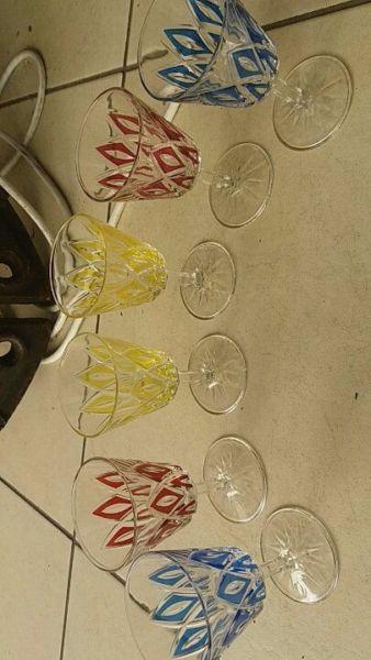 6 colour white wine glasses