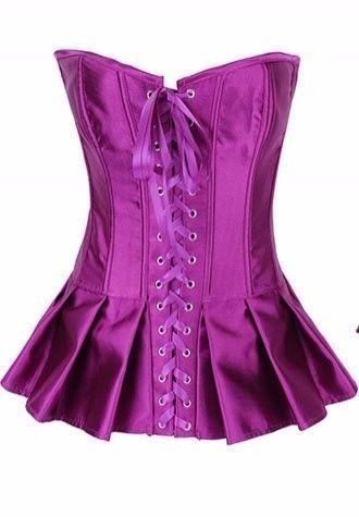 Lace-Up Skirted Satin Corset 6/16