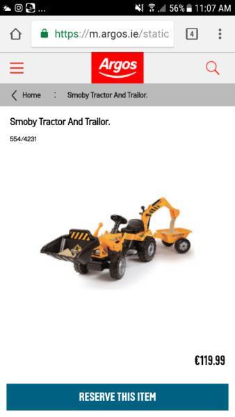 Smoby tractor and traylor