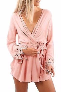 Pink or black Cross V Neck Lace Wrist Cuff Romper 8/22