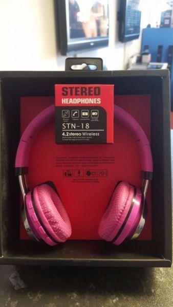Pink Led Bluetooth Headphones