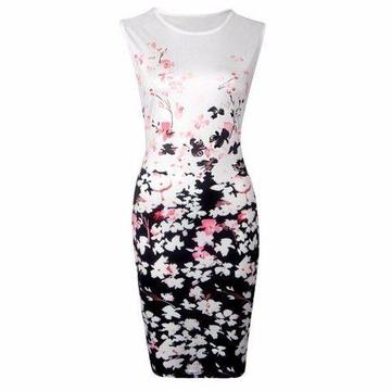 FLORAL ROUND COLLAR SLEEVELESS PRINT DRESS s/xl