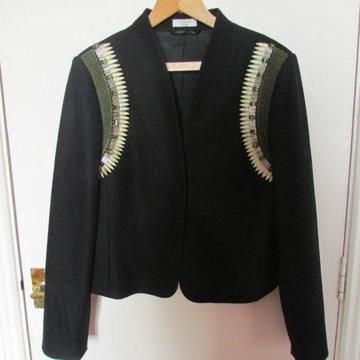 APANAGE Femme Black wool/polyester mix jacket - size 16 UK/12 US/42 EU