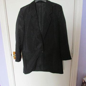 Libra vintage textured black long lined blazer - size 12/US 8/EU 40