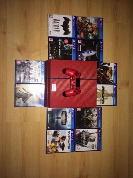 SONY Playstation 4 500GB Red Skin Refurbished x12 Games (Mint Condition)