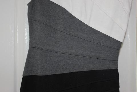 Cream,grey & black contour dress (size 12)