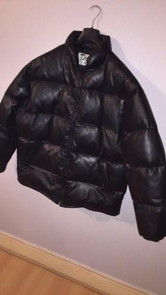Schott NYC Black Leather Bubble Jacket