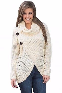 BUTTONED WRAP COWL NECK SWEATER 8/24
