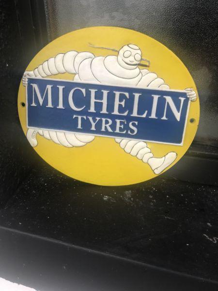 Michelin tyres cast iron sign
