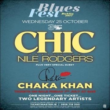 Chic Nile Rodgers Chak Khan - 2 x Standing Tickets - Hard Copies with Receipt - €100