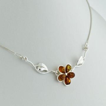 Sterling Silver necklace with Amber