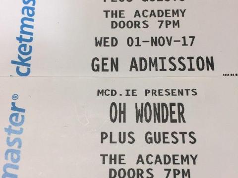 2 OH WONDER TICKETS AVAILABLE