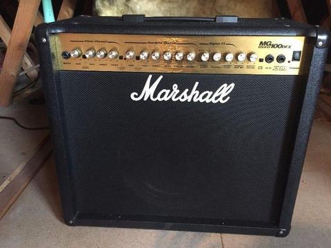 Marshall MG100dfx guitar amp, including foot pedal