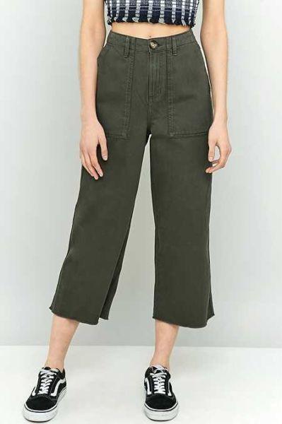 Khaki green trousers from Urban Outfitters for sale