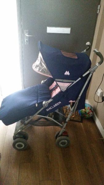 Navy and pink maclaren buggy for sale