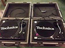 Technics SL1210 MK2 turntables (pair) w/ flight cases