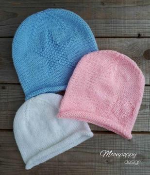 Hand knitted baby hats