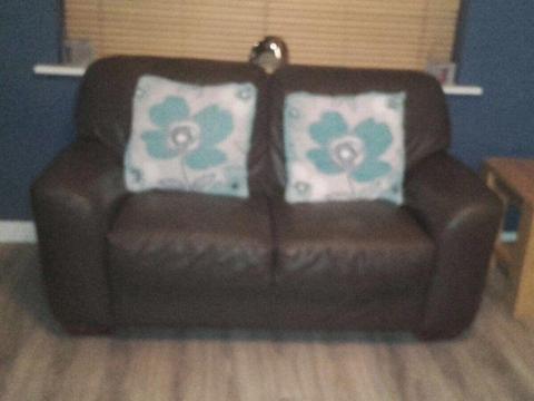 3 + 2 Seater Brown leather sofa