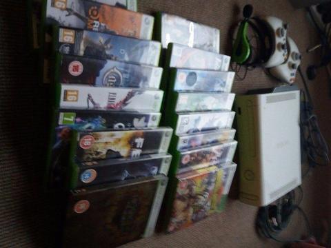 Xbox 360 console bundle with 17 games and controllers