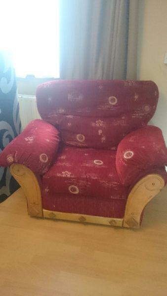 Two red armchairs good condition