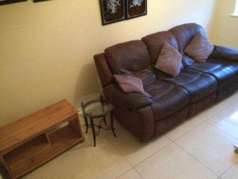 Lamp table, Tv unit stand, 3 seater recliner sofas, All in good condition