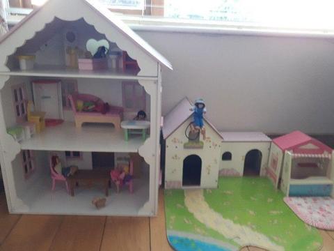 Elc wooden dolls house with accessories