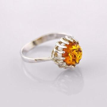 Sterling Silver ring with Natural Baltic Amber