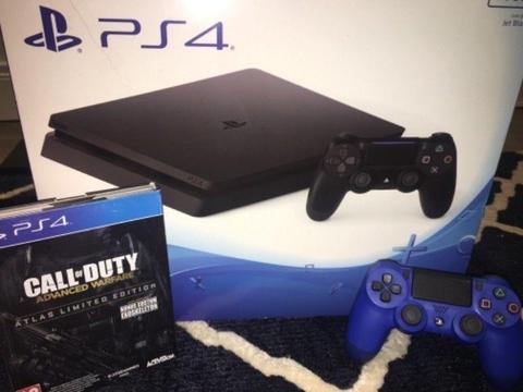 PlayStation 4 500GB + Blue remote + Advanced Warfare Atlas Limted Adition (Call of Duty)