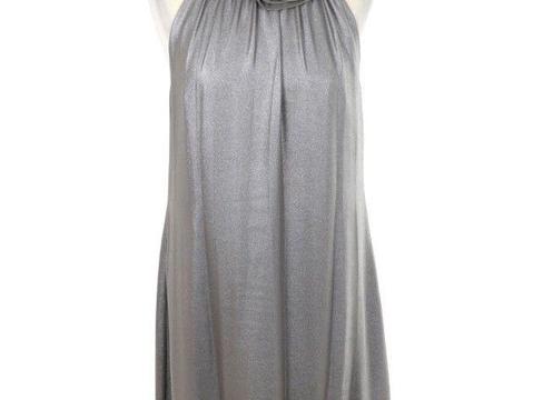 Ted Baker Silver Ruffled Neck Dress Women’s Ladies Size 8 Perfect Condition
