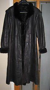 Winter Long Sleeve Black Leather Coats Size 20