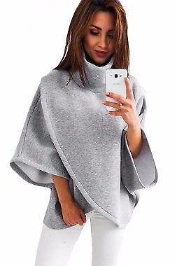 GREY OR BLACK TURTLE NECK BATWING PONCHO JUMPER 8/24