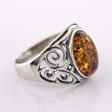 Sterling Silver ring with Natural Baltic Amber