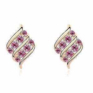 ANGEL WINGS INSPIRED AUSTRIAN CRYSTAL GOLDEN PLATED EAR STUDS - ROSE