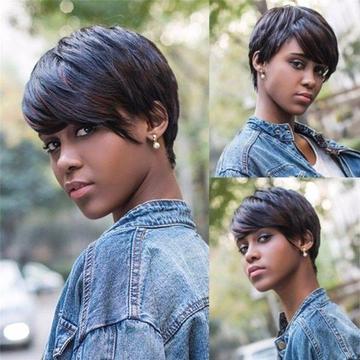 PIXIE CUT STRAIGHT CAPLESS MIXED COLOR SYNTHETIC WIG