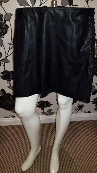 Oasis Leather Skirt Size 14