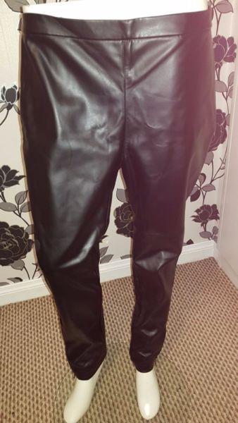 Zara Leather Trousers Size 14