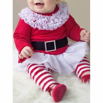 BABY GIRLS SANTA CHRISTMAS OUTFITS - RED WITH WHITE 70