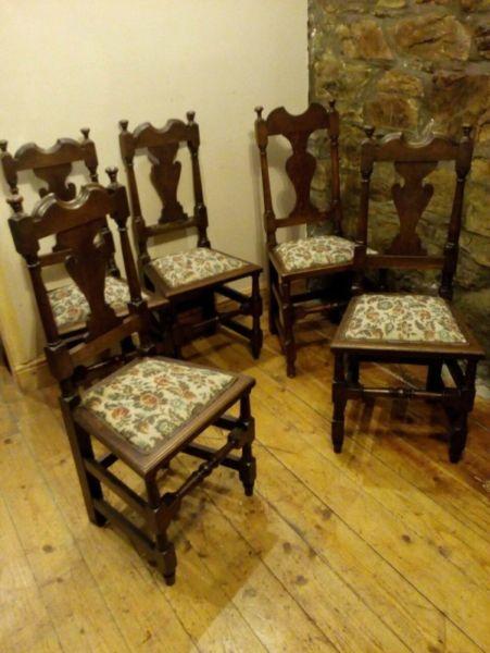 Victorian oak dining chairs