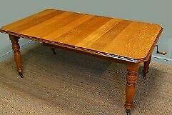 Victorian oak extending dining table