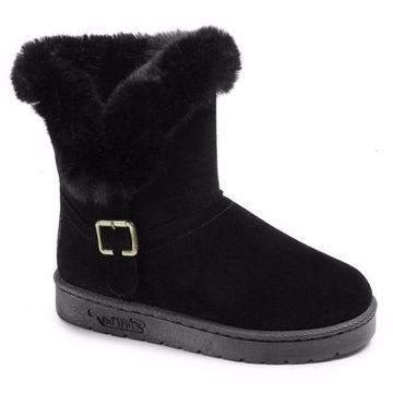 FAUX FUR SUEDE SLIP ON ANKLE BOOTS - BLACK 38/40