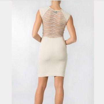 French Connection beige dress lace back size 6-8