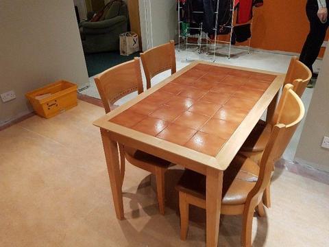 Tiled Terracotta Kitchen table and 4 chairs