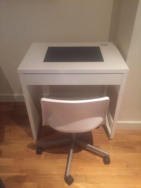 Small white IKEA desk and chair - great for kids or small spaces